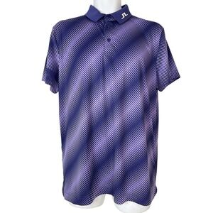 J.Lindeberg Polo Shirt Mens Large Purple Geometric Stripe Golf Top
